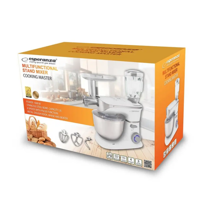 Esperanza EKM025 food processor 1000 W 5 L Stainless steel White - Food processorsAGD-ROK<<<Home Appliance