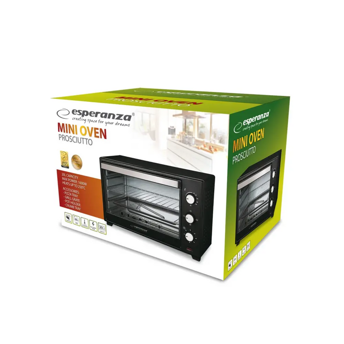 Esperanza EKO008 Mini Oven 20 l 1600 W Black - Mini ovensAGD-MPI<<<Home Appliance - ProductsAGD<<<ActionPL