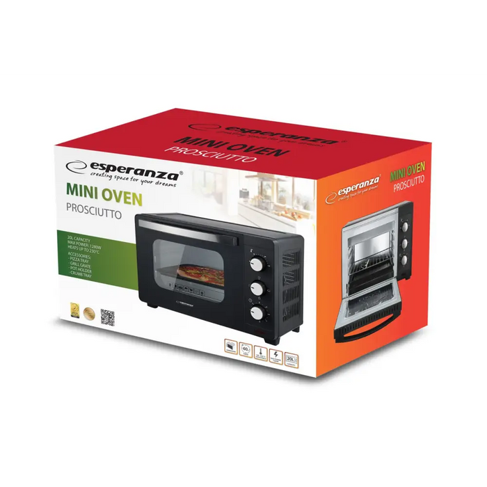 Esperanza EKO008N Mini Oven 20 l 1280 W Black - Mini ovensAGD-MPI<<<Home Appliance - ProductsAGD<<<ActionPL