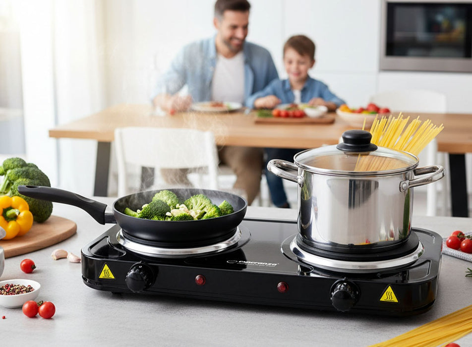 Esperanza EKH010K Electric cooker, top, 2 heating fields, black