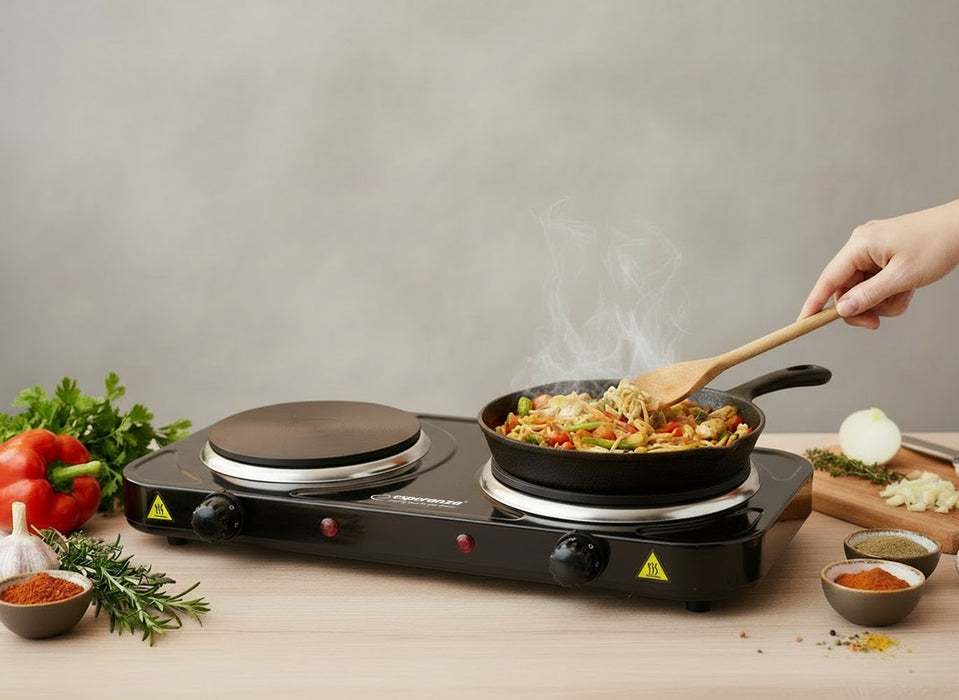 Esperanza EKH010K Electric cooker, top, 2 heating fields, black