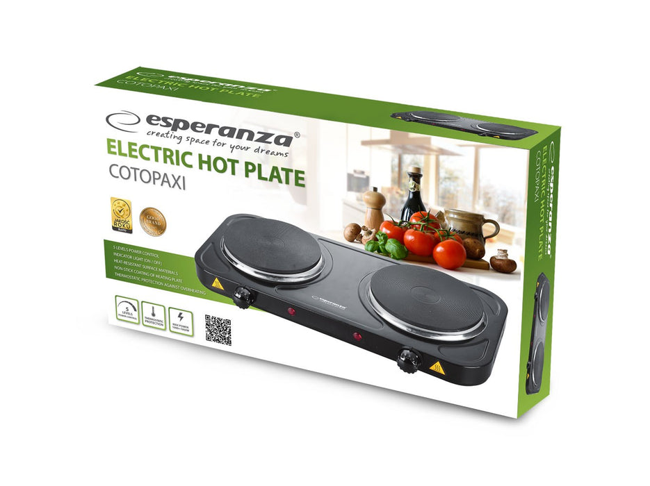 Esperanza EKH010K Electric cooker, top, 2 heating fields, black