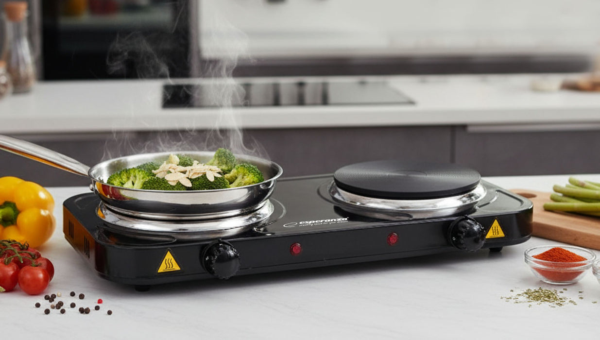Esperanza EKH010K Electric cooker, top, 2 heating fields, black