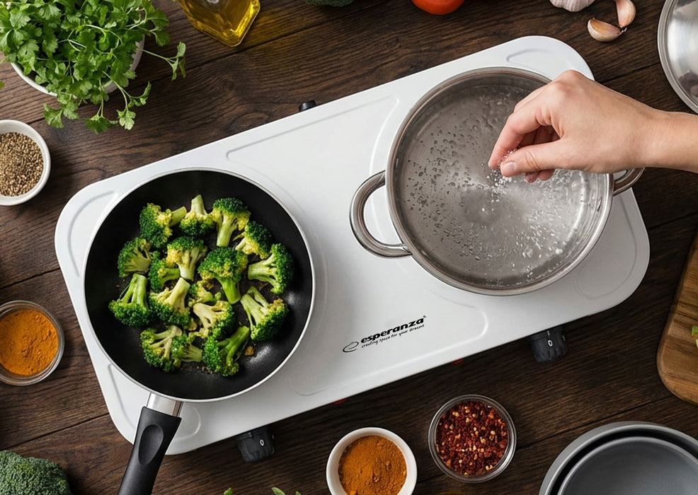 Esperanza EKH010W Adjustable electric cooker, 2 heating fields, white