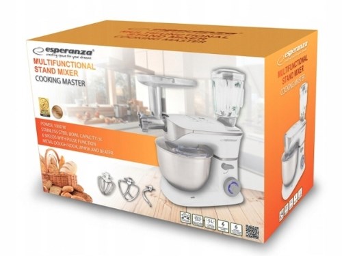 Esperanza EKM025 food processor 1000 W 5 L Stainless steel, White