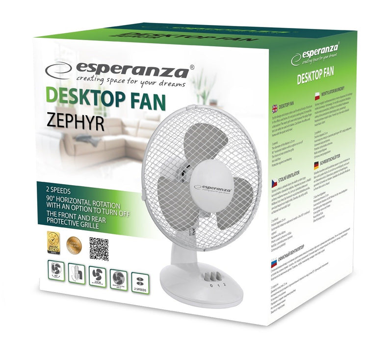 Desktop fan 9" Esperanza EHF004WE ZEPHYR White-Gray