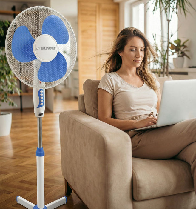Esperanza EHF001WB, 16 '' standing fan, White/Blue