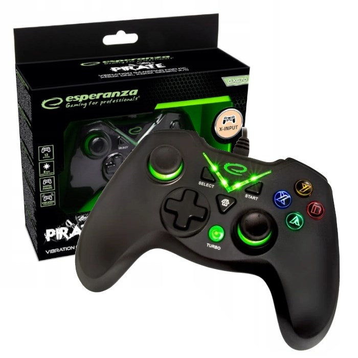 Esperanza EGG114K Gaming Controller Black USB 2.0 Gamepad Analogue / Digital PC, Xbox One, Xbox Series S, Xbox Series X