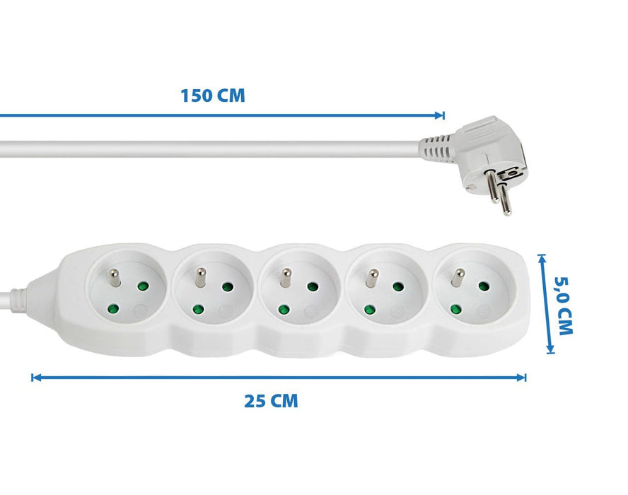 Esperanza ELK207W power extension 1.5 m 5 AC outlet(s) Indoor White