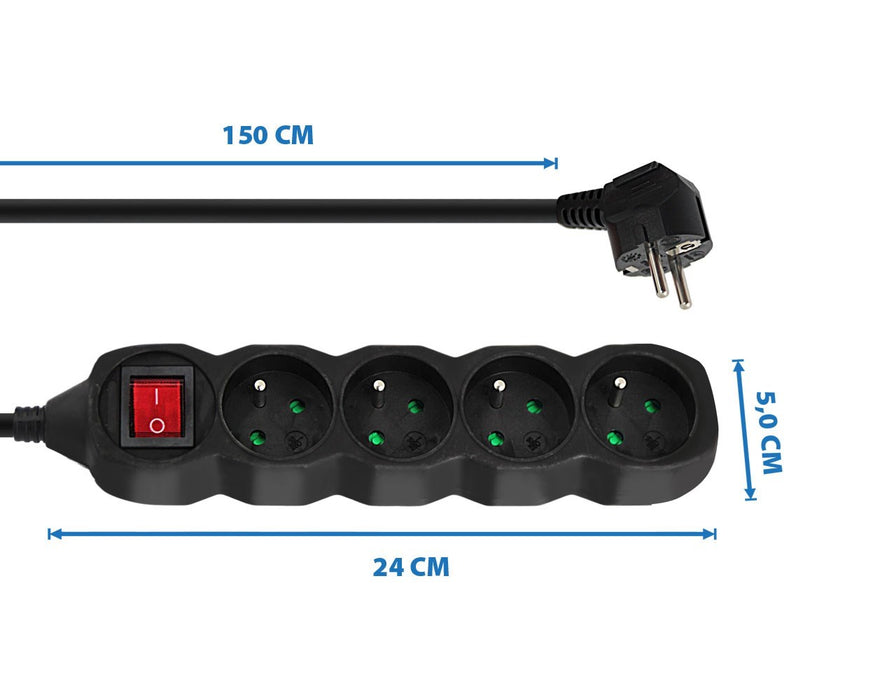Esperanza ELK212K power extension 1.5 m 4 AC outlet(s) Indoor Black