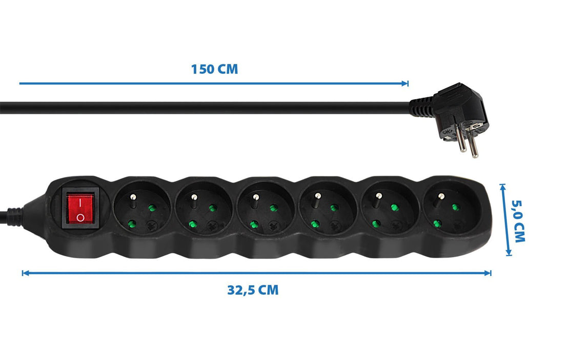 Esperanza ELK217K power extension 1.5 m 6 AC outlet(s) Indoor Black