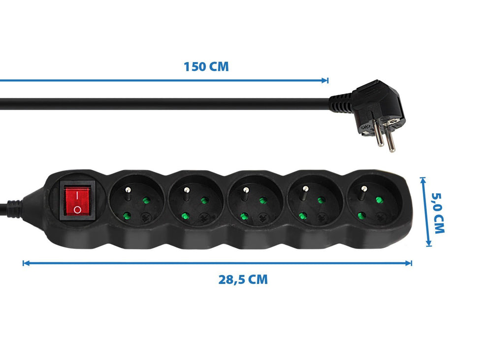 Esperanza ELK214K power extension 1.5 m 5 AC outlet(s) Indoor Black