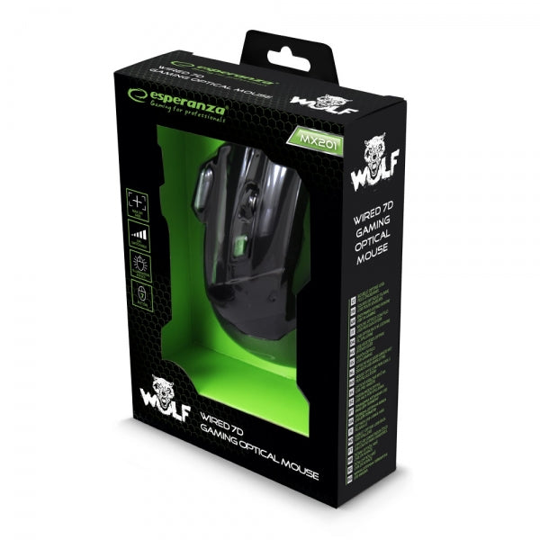 Esperanza Gaming Mouse WOLF Green
