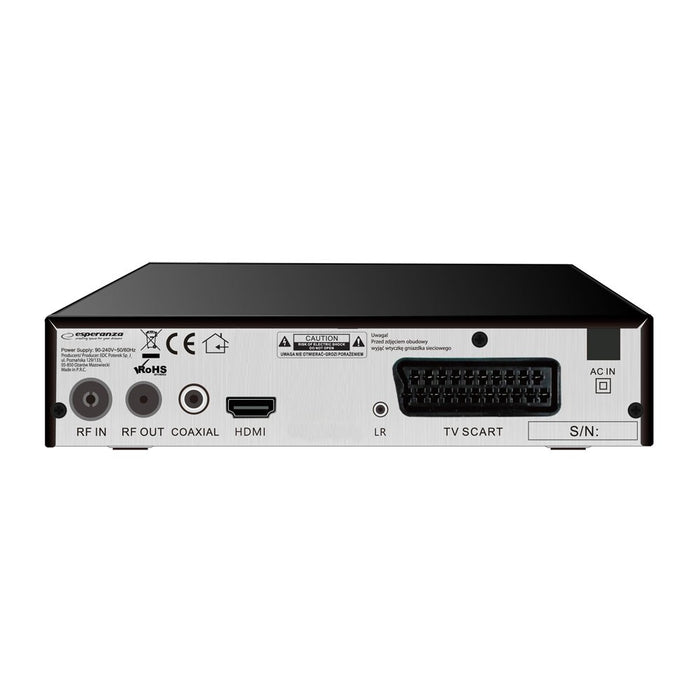 Esperanza EV106P Digital DVB-T2 H.265/HEVC tuner, Black