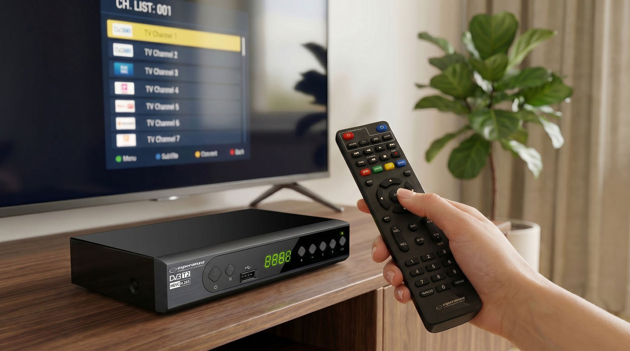 Esperanza EV106P Digital DVB-T2 H.265/HEVC tuner, Black