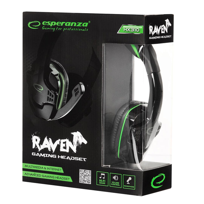 Esperanza Headphones+microphone RAVEN Green