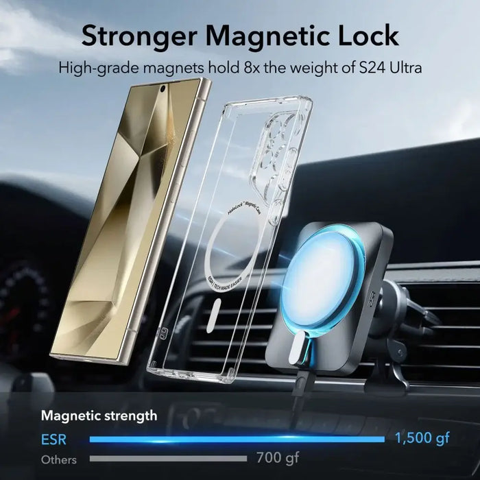 ESR Classic Hybrid Halolock Case with MagSafe for Samsung Galaxy S24 Ultra - Clear - Cell phone cases