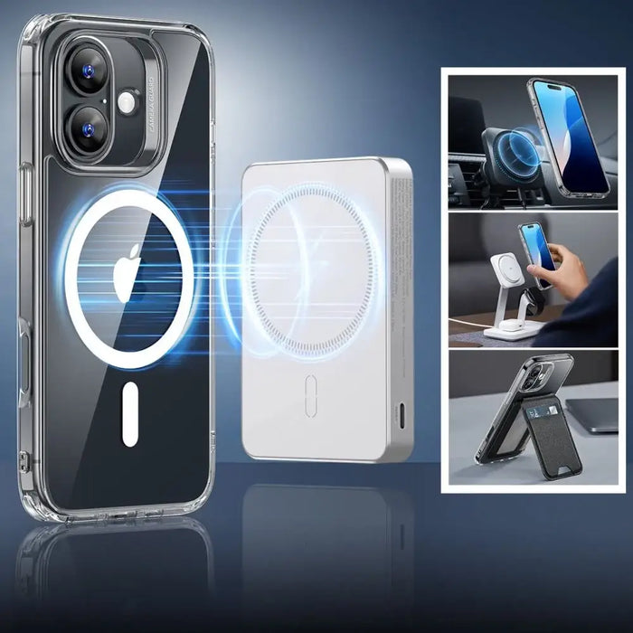 ESR Classic Hybrid Halolock MagSafe Case + Tempered Glass for iPhone 16 Plus - Clear - Cell phone cases