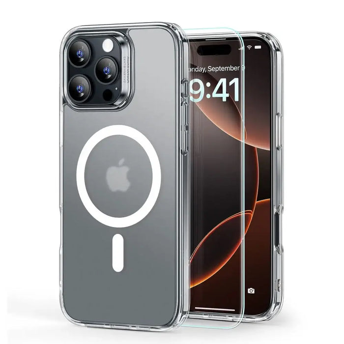 ESR Classic Hybrid Halolock MagSafe Case + Tempered Glass for iPhone 16 Pro - Semi-Transparent - Cell phone cases