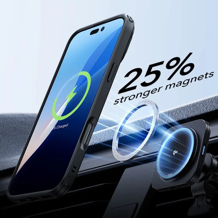 ESR Classic Hybrid Kickstand Halolock MagSafe Case with Stand + Tempered Glass for iPhone 16 Pro Max - Semi-Transparent