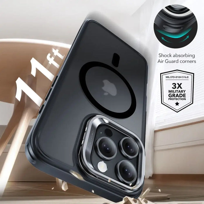 ESR Classic Hybrid Kickstand Halolock MagSafe Case with Stand + Tempered Glass for iPhone 16 Pro Max - Semi-Transparent
