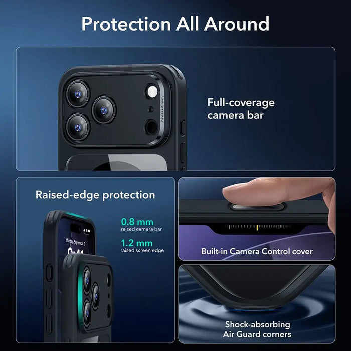 ESR Classic Hybrid MagSafe + Tempered Glass Set for iPhone 17 Pro Max - Clear Black - Cell phone tempered