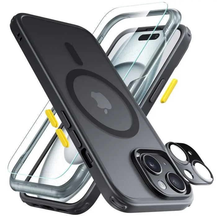 ESR Classic Pro Set Halolock MagSafe Case + Glass for Display and Camera for iPhone 15 - Black - Cell phone cases