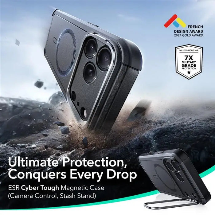 ESR Cyber Kickstand MagSafe Case for iPhone 17 Pro - Black - Cell phone cases and covers<<<HurtelXML