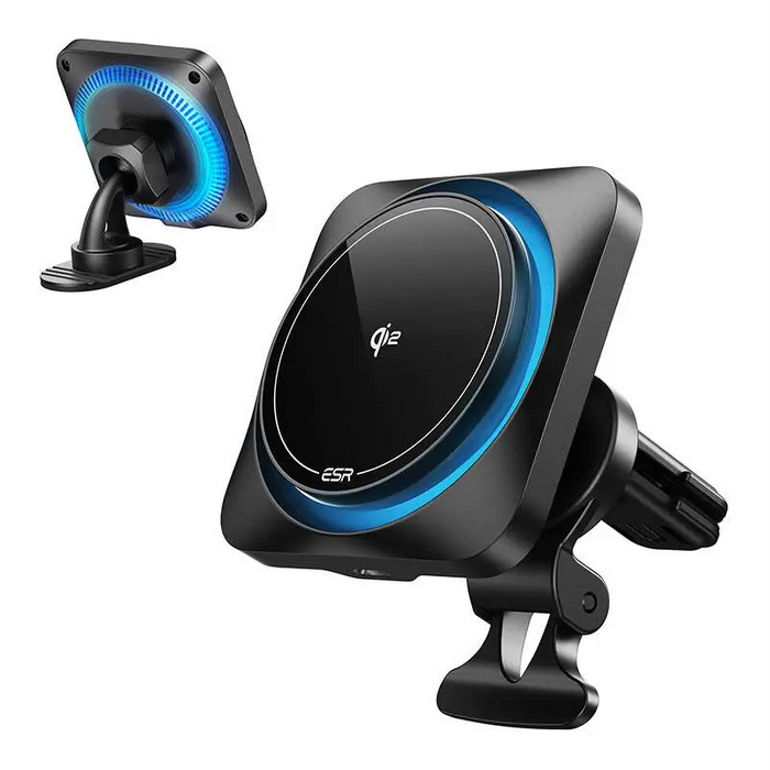 ESR Halolock CryoBoost MagSafe Inductive Charger Holder for Dashboard and Air Vent with Qi 2 15W - Black - Wireless