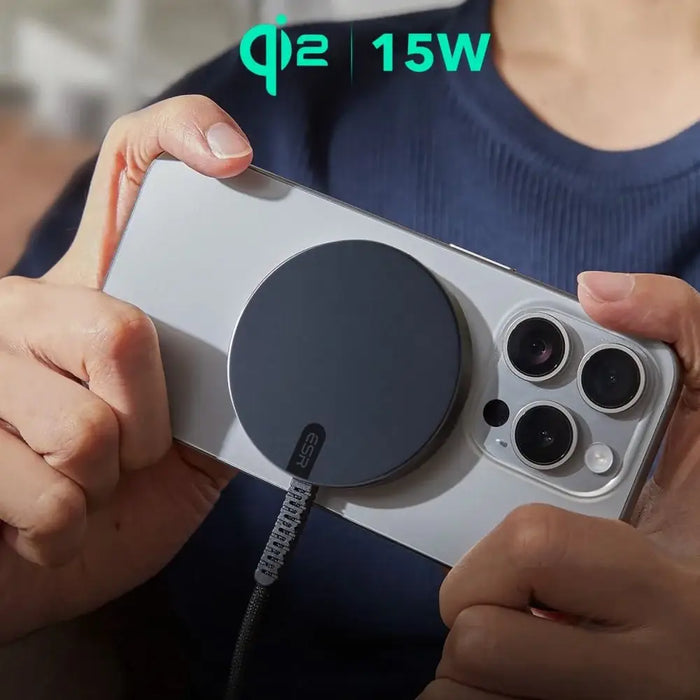 ESR Halolock Qi2 Mini Wireless Charger 15W with MagSafe - Black - Cell phone USB charger<<<HurtelXML