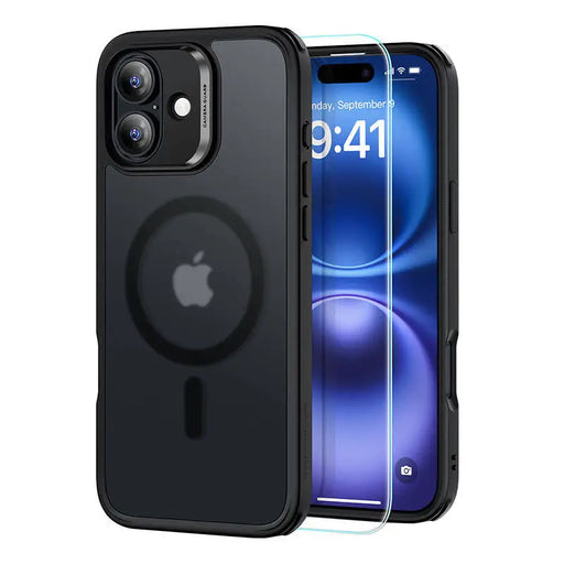 ESR Hybrid Case (HaloLock) for iPhone 16 with screen protection kit (black) - Protective cases
