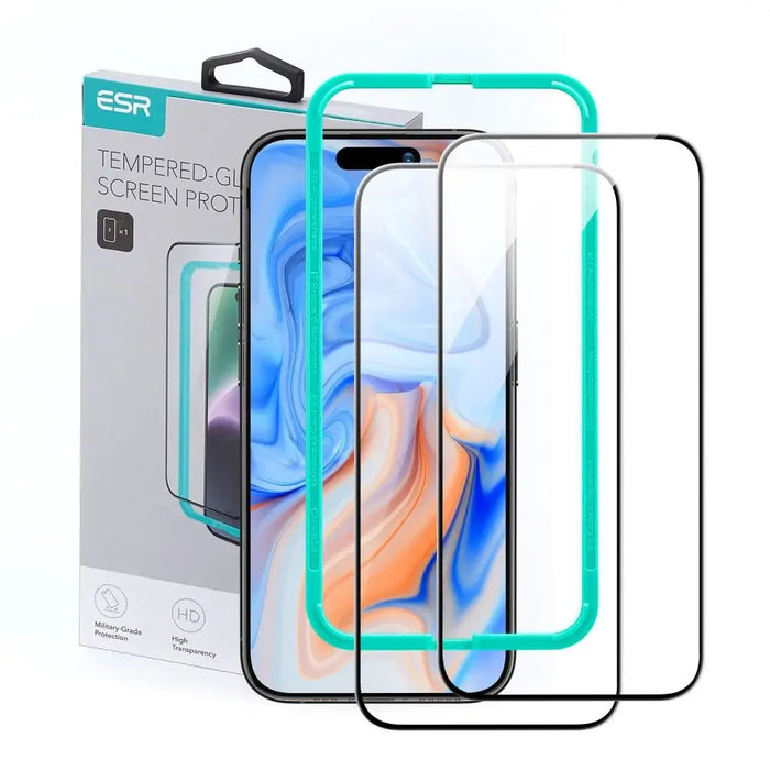 ESR Tempered Glass for iPhone 15 - black 2 pcs. - Cell phone tempered glass<<<HurtelXML