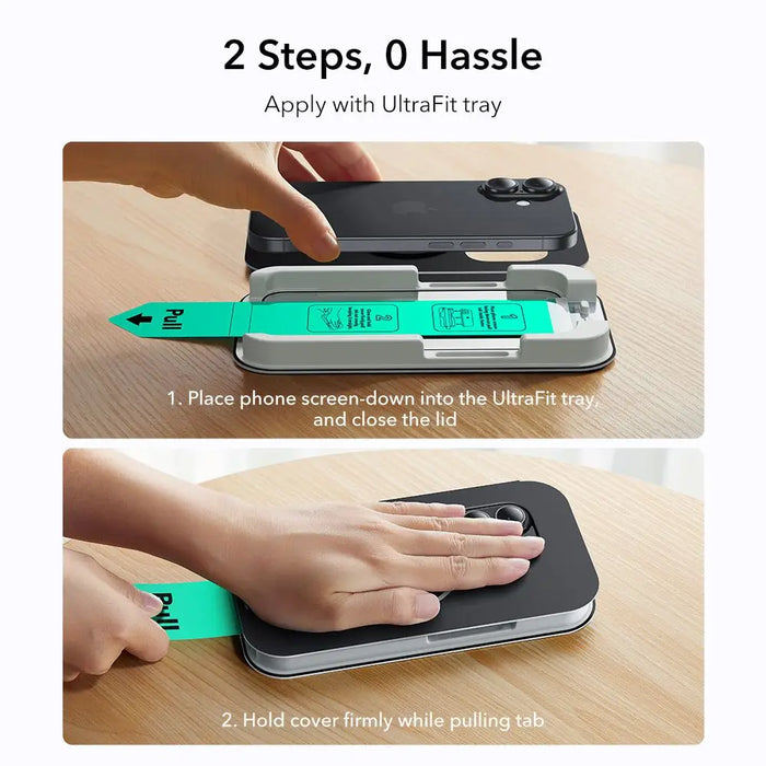 ESR UltraFit Tempered Glass 2-pack for iPhone 16 Pro / 17 - transparent - Cell phone tempered glass<<<HurtelXML