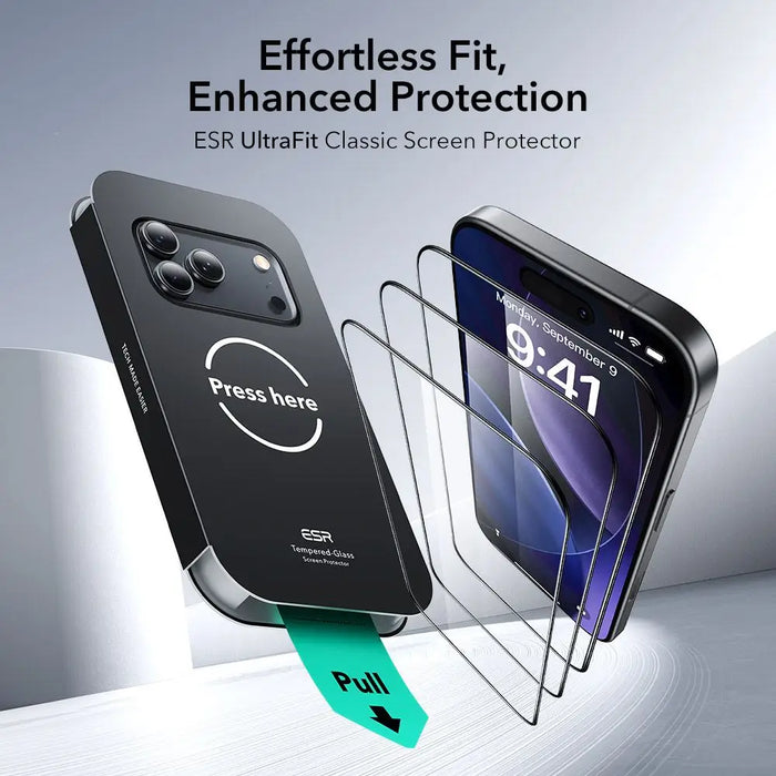 ESR UltraFit Tempered Glass 2-pack for iPhone 17 Pro - transparent - Cell phone tempered glass<<<HurtelXML