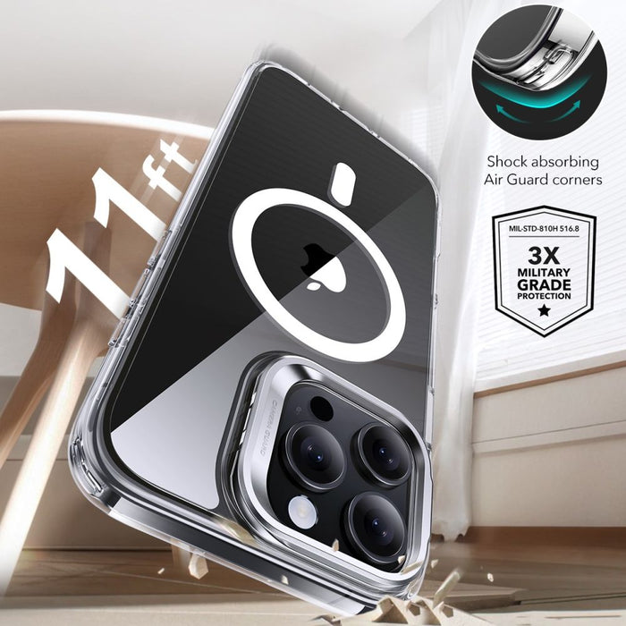 ESR Classic Hybrid Kickstand Halolock MagSafe Case Set with Stand + Tempered Glass for iPhone 16 Pro - Clear