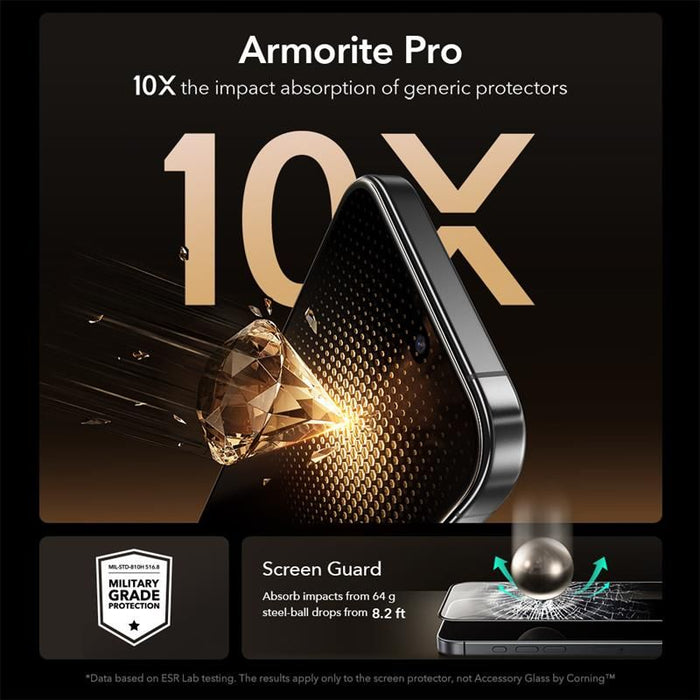 ESR UltraFit Armorite Pro Tempered Glass for iPhone 16 Pro / 17 - Transparent