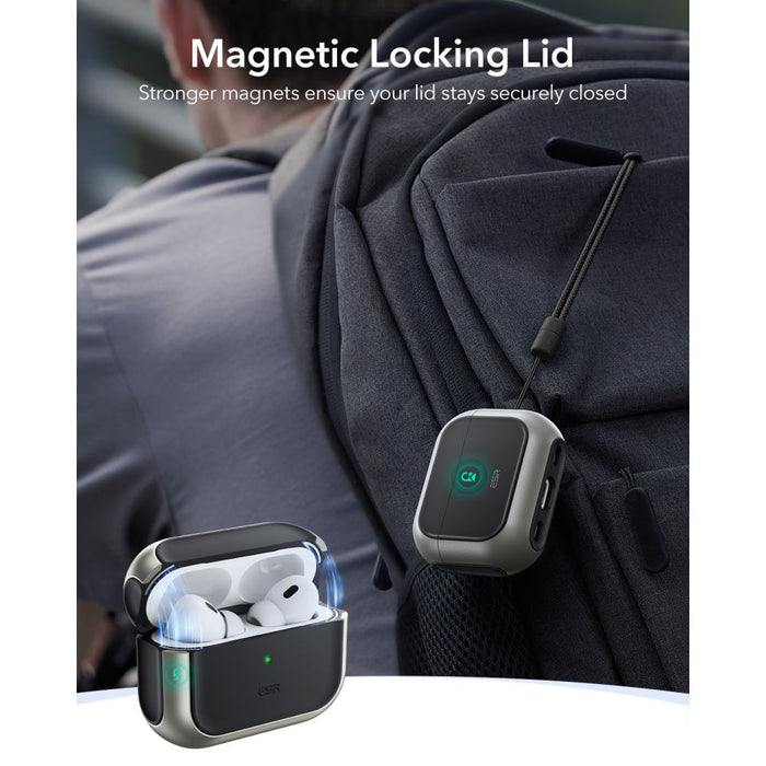 ESR Orbit HaloLock MagSafe Case for AirPods Pro 3 - Gray &amp; Black