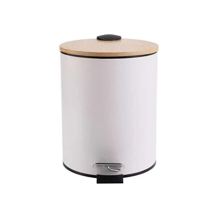 BASKET WITH PEDAL 5L BAMBOO ESSENTIALS WHITE