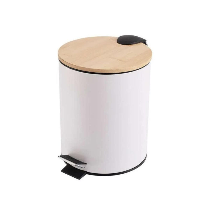 BASKET WITH PEDAL 5L BAMBOO ESSENTIALS WHITE