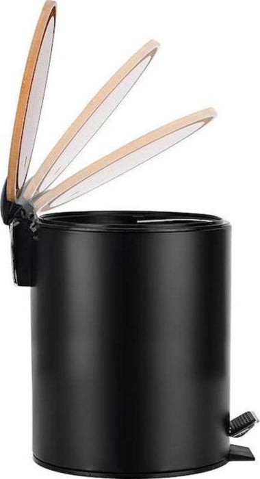 BASKET WITH PEDAL 5L BAMBOO ESSENTIALS BLACK