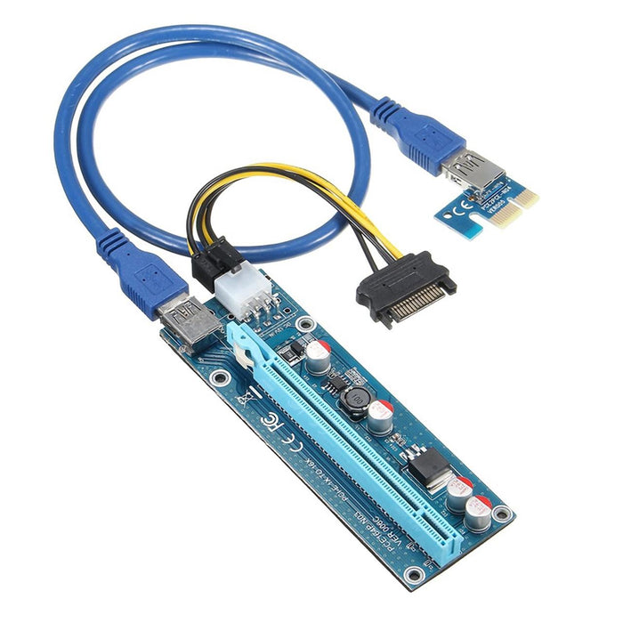 Converter Estillo Riser Card 6 Pin, PCI-E x 1 to PCI-E x16, USB 3.0