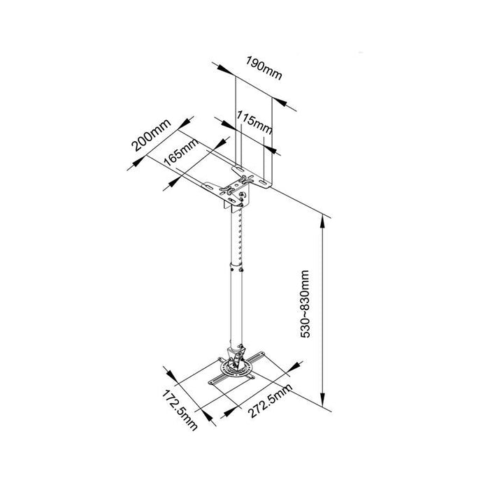 Projector stand ESTILLO C718, For ceiling, With extension arm, White