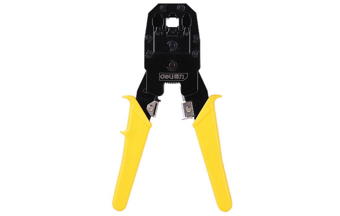 Ethernet Crimper 4/6/8P RJ45/RJ14/RJ12/RJ9 Deli Tools EDL2468 (yellow) - Pliers<<<Tools<<<InnproXML