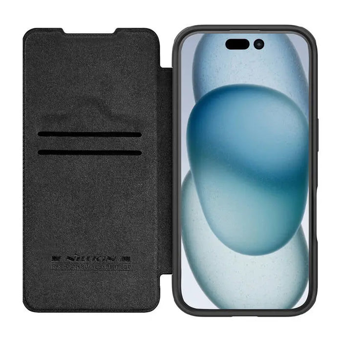 Etui Nillkin Qin Prop Leather iPhone 16 Pro (czarny) - Protective cases for smartphones<<<Cases<<<GSM
