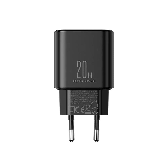 EU Joyroom JR-TCF05 20W USB-A USB-C charger + USB-C cable - black - Lightning
