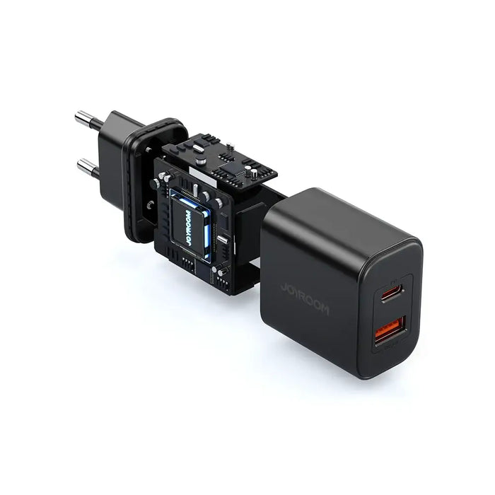 EU Joyroom JR-TCF05 20W USB-A USB-C charger + USB-C cable - black - Lightning