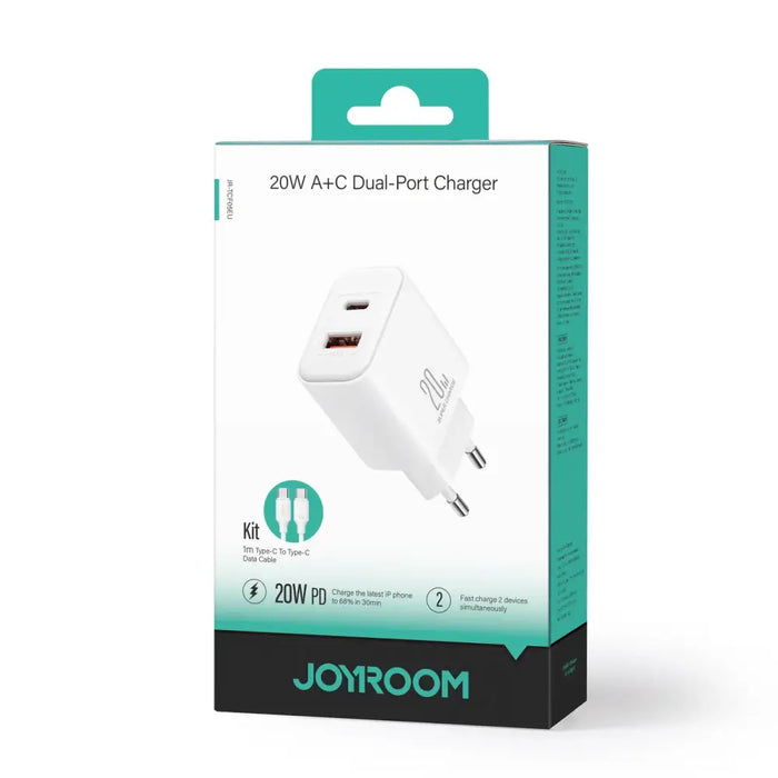EU Joyroom JR-TCF05 20W USB-A USB-C charger + USB-C cable - white - Cell phone USB charger<<<HurtelXML