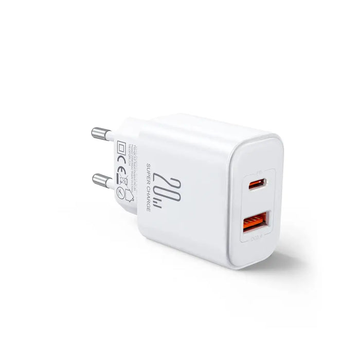 EU Joyroom JR-TCF05 20W USB-A USB-C charger + USB-C cable - white - Cell phone USB charger<<<HurtelXML