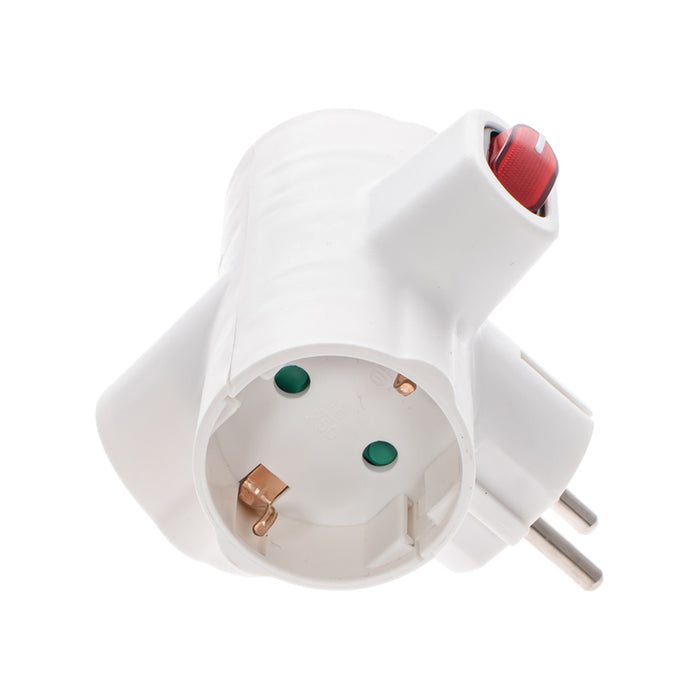 ADAPTER 3 SOCKETS HORIZONTAL WITH KEY WHITE EUROLAMP
