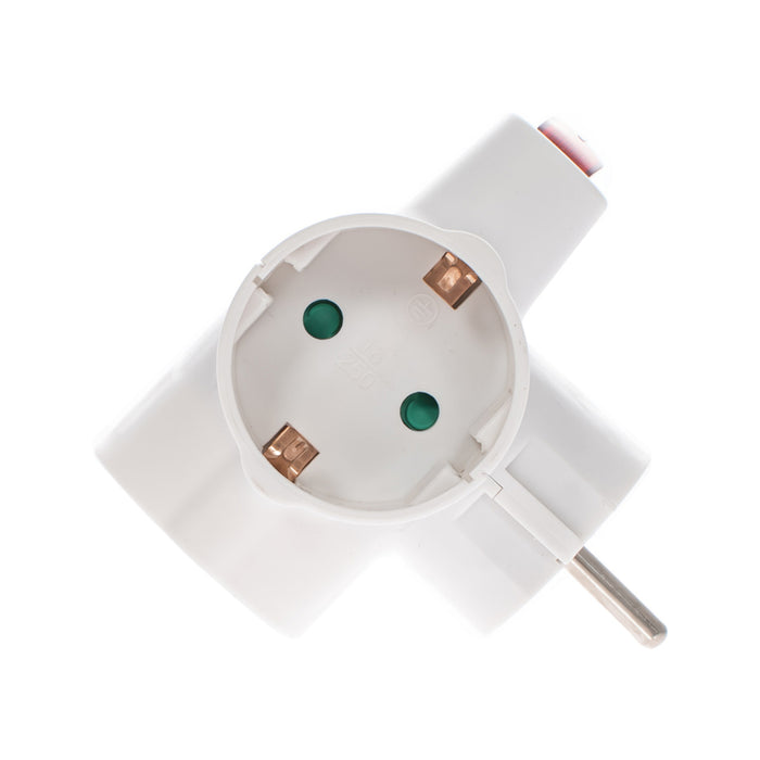 ADAPTER 3 SOCKETS HORIZONTAL WITH KEY WHITE EUROLAMP